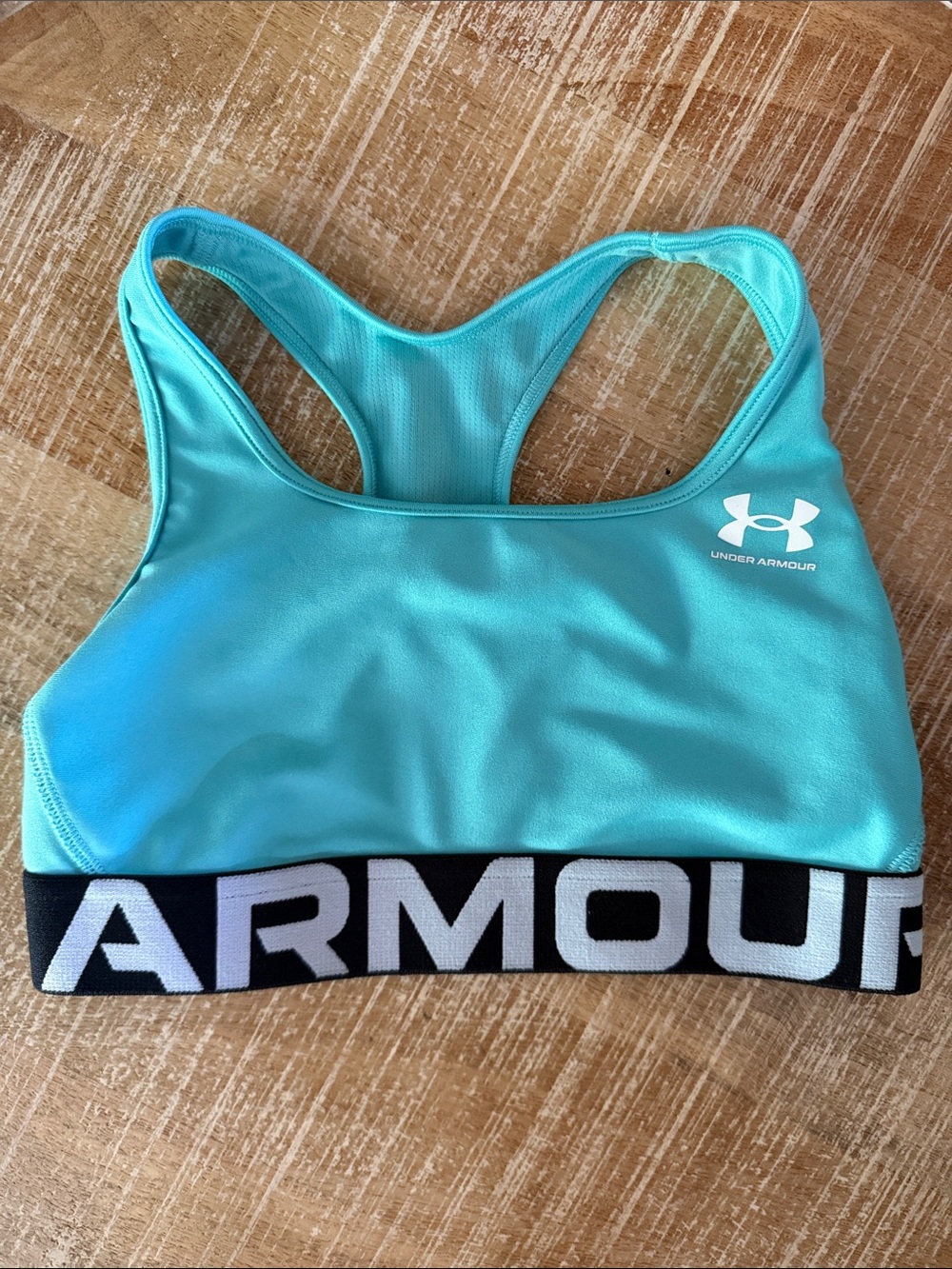 Under Armour Aqua/Turquoise Racerback Sports Bra with Black Logo Band